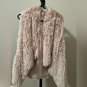 JOLT Cream Shaggy Vest with Pockets